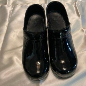 Dansko, Professional Black Patent Leather Clogs, Size 8